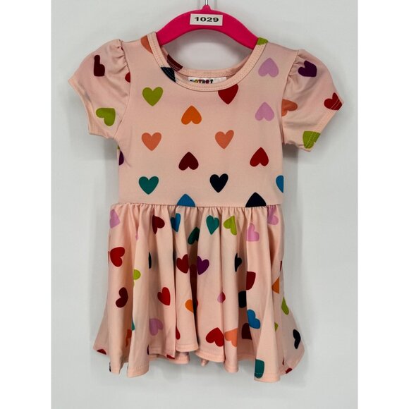 Dot Dot Smile Other - Dotdotsmile Girls Dress Size 6/12 Months Pink with Multi Color Hearts NWT